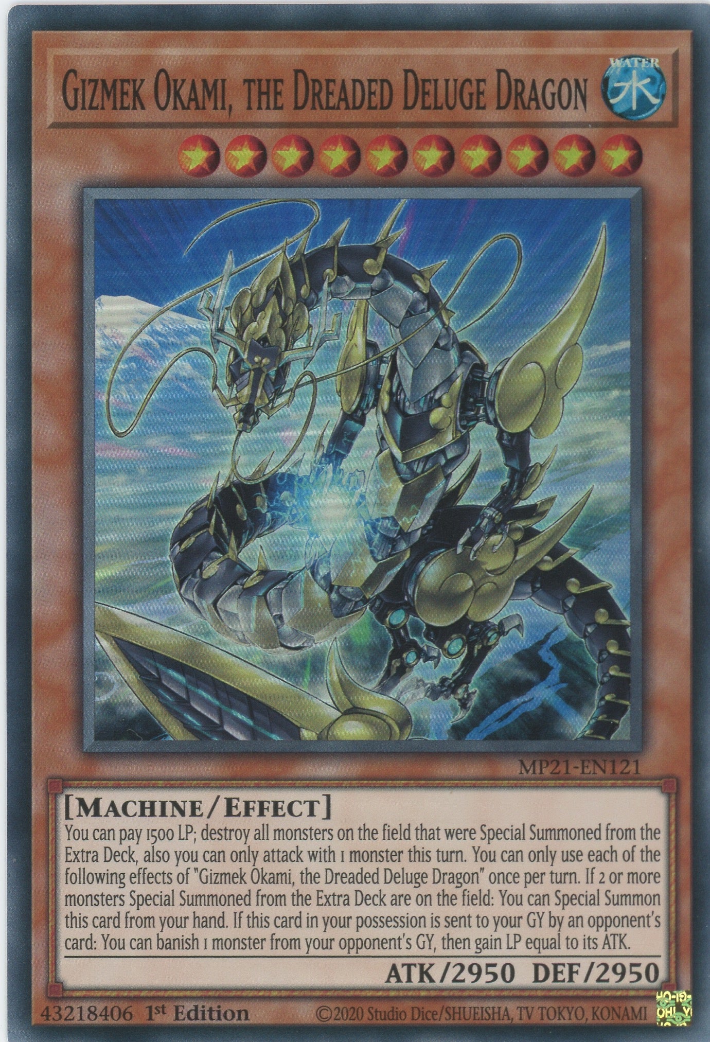 MP21-EN121 - Gizmek Okami, the Dreaded Deluge Dragon - Super Rare - Effect Monster - Mega Pack 2021