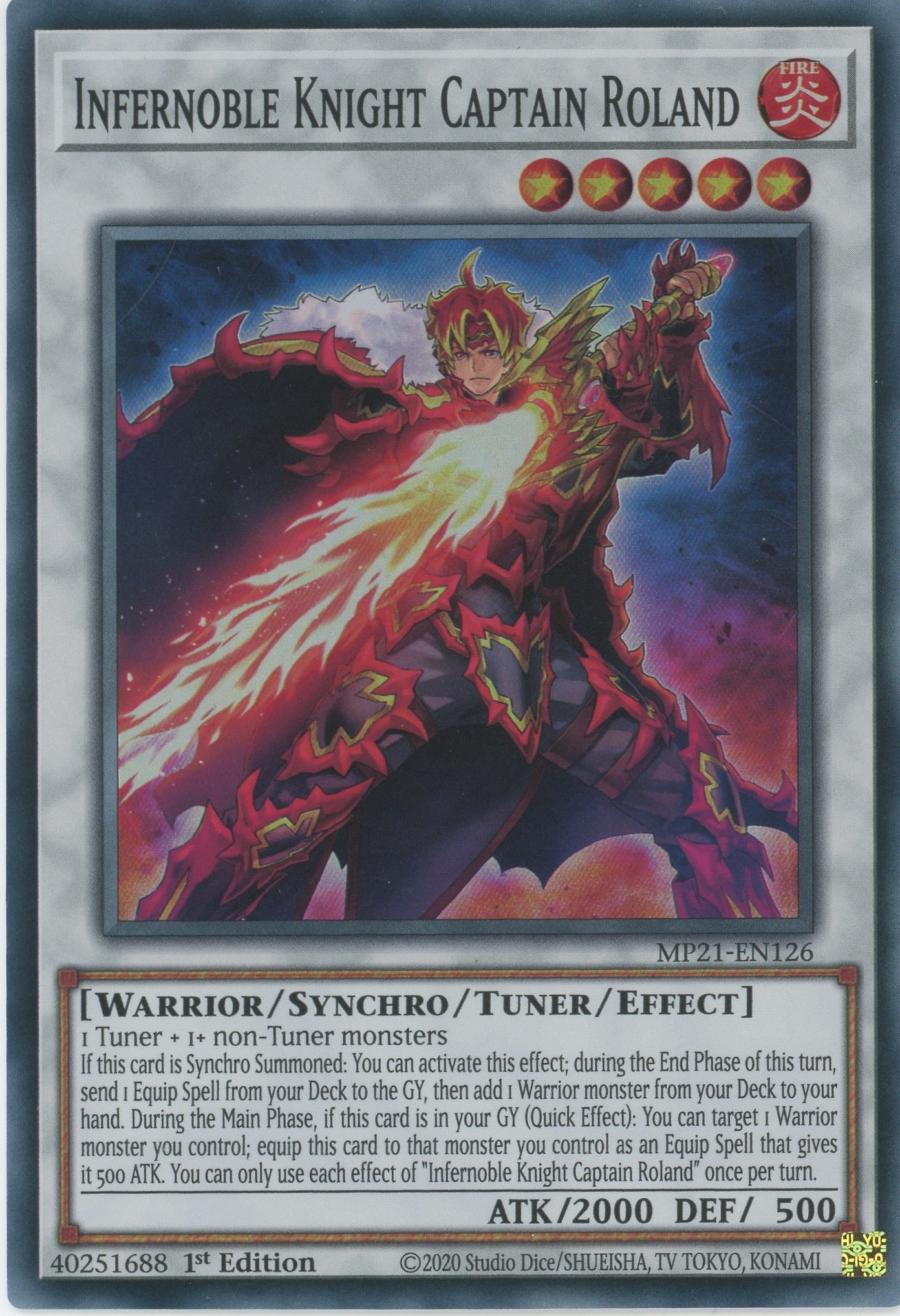 MP21-EN126 - Infernoble Knight Captain Roland - Super Rare - Effect Tuner Synchro Monster - Mega Pack 2021