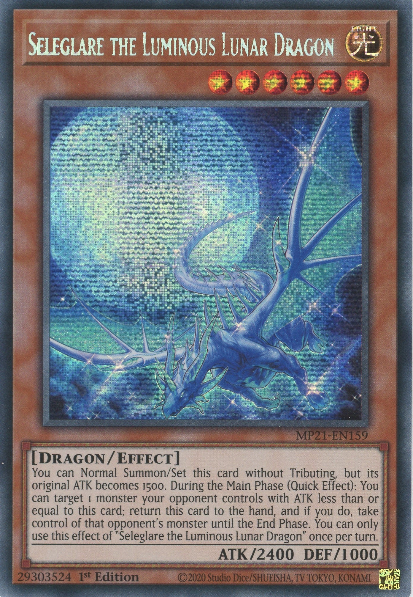 MP21-EN159 - Seleglare the Luminous Lunar Dragon - Prismatic Secret Rare - Effect Monster - Mega Pack 2021