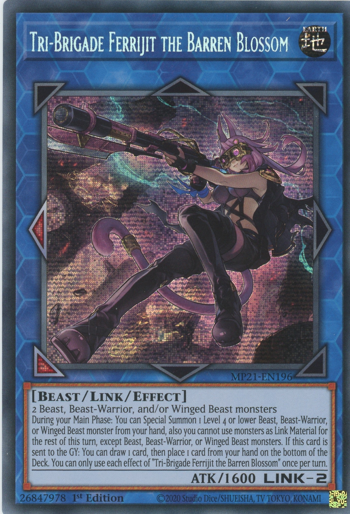 MP21-EN196 - Tri-Brigade Ferrijit the Barren Blossom - Prismatic Secret Rare - Effect Link Monster - Mega Pack 2021