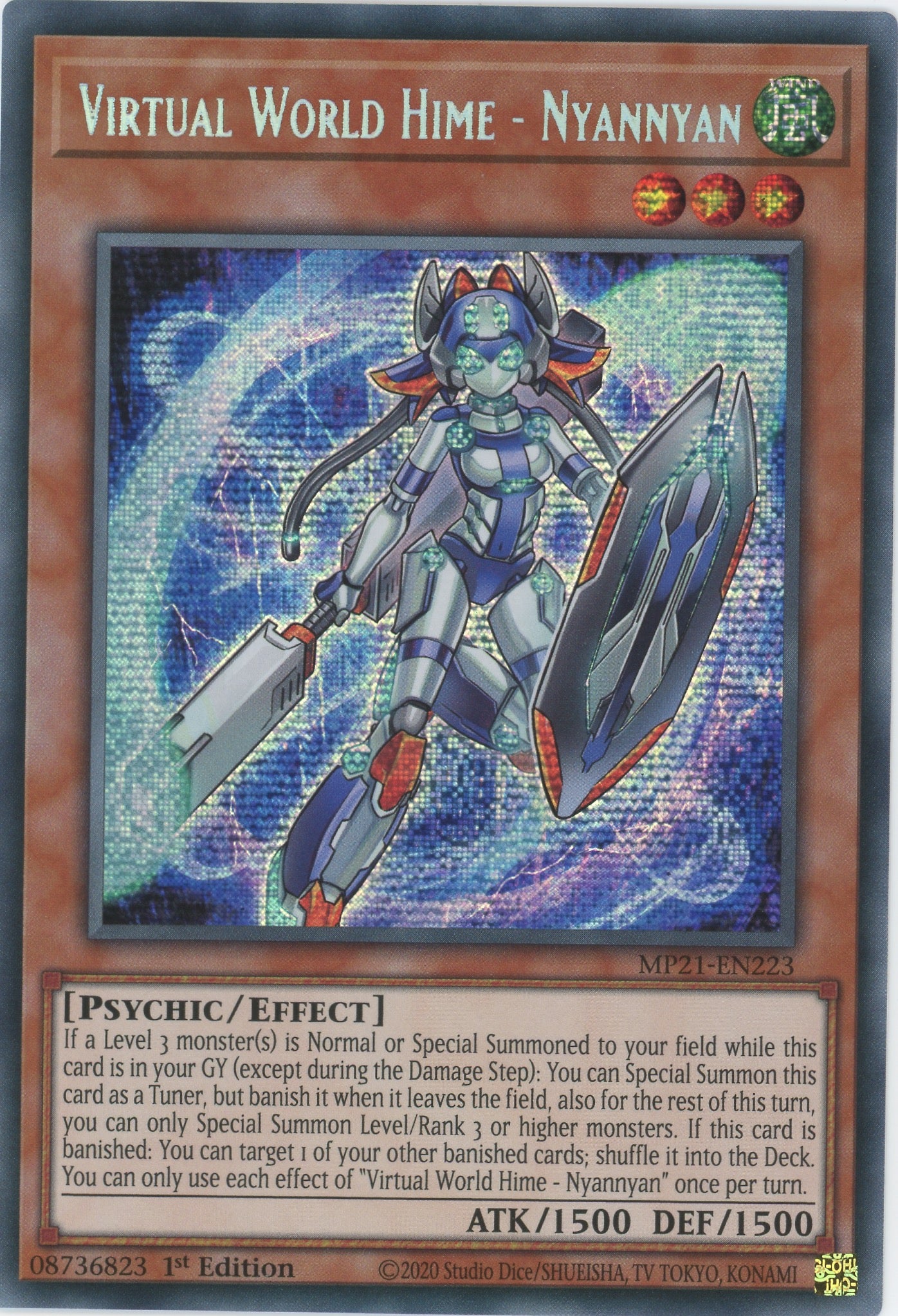 MP21-EN223 - Virtual World Hime - Nyannyan - Prismatic Secret Rare - Effect Monster - Mega Pack 2021