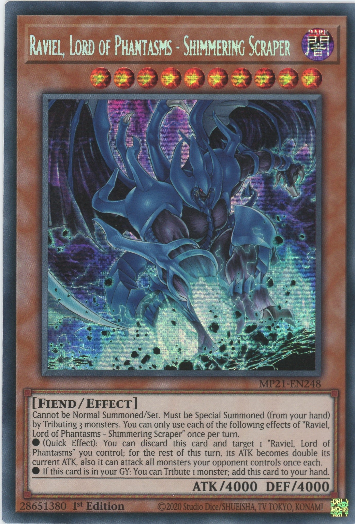 MP21-EN248 - Raviel, Lord of Phantasms - Shimmering Scraper - Prismatic Secret Rare - Effect Monster - Mega Pack 2021