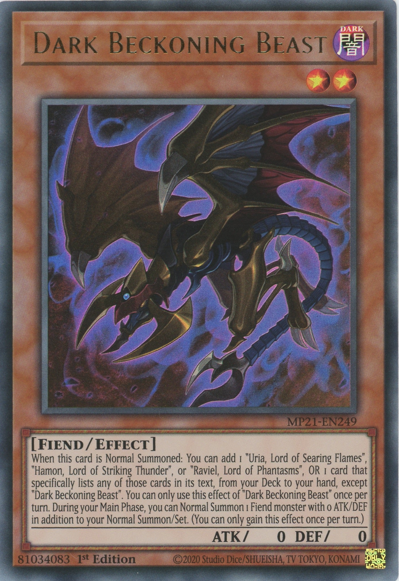 MP21-EN249 - Dark Beckoning Beast - Ultra Rare - Effect Monster - Mega Pack 2021