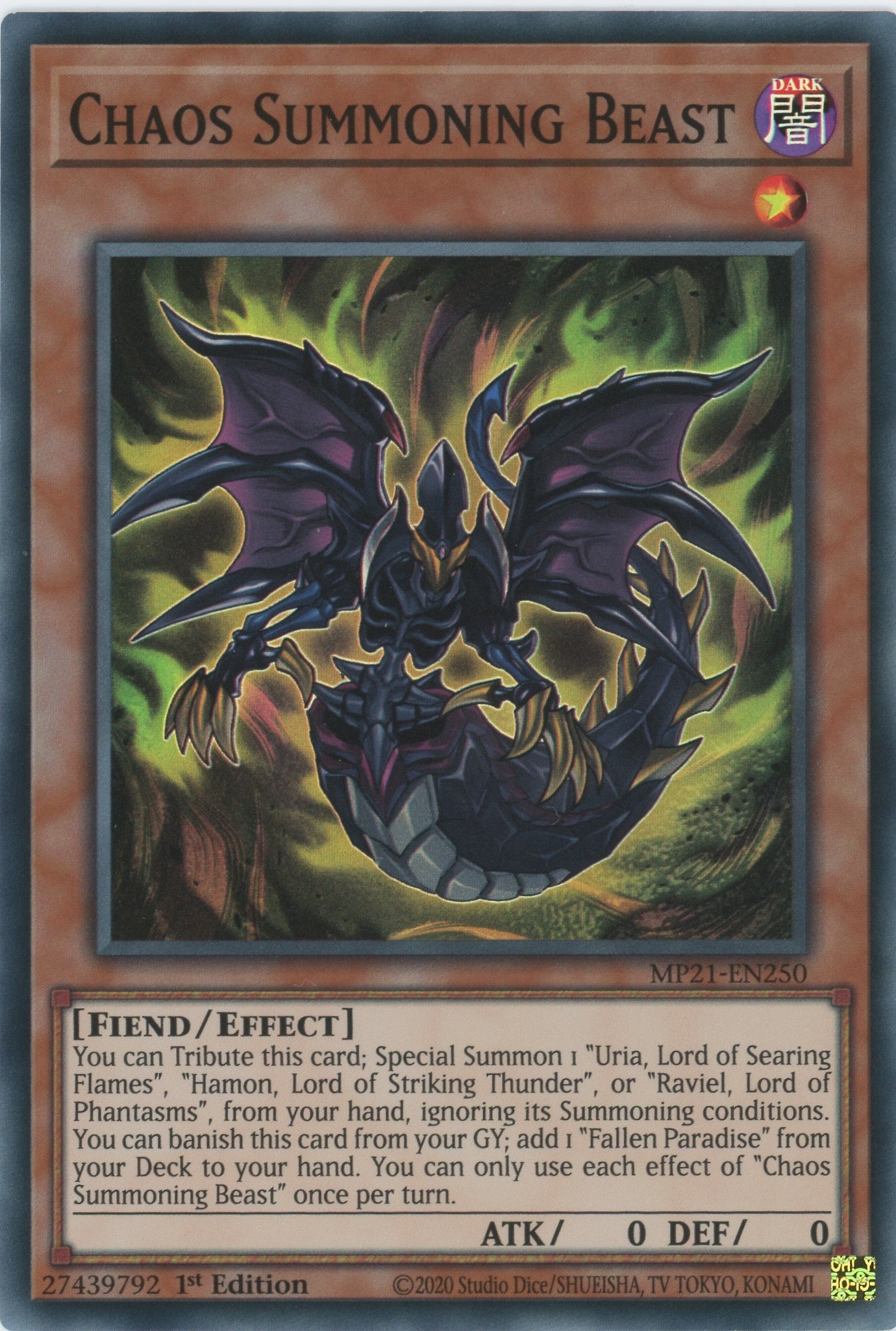 MP21-EN250 - Chaos Summoning Beast - Super Rare - Effect Monster - Mega Pack 2021