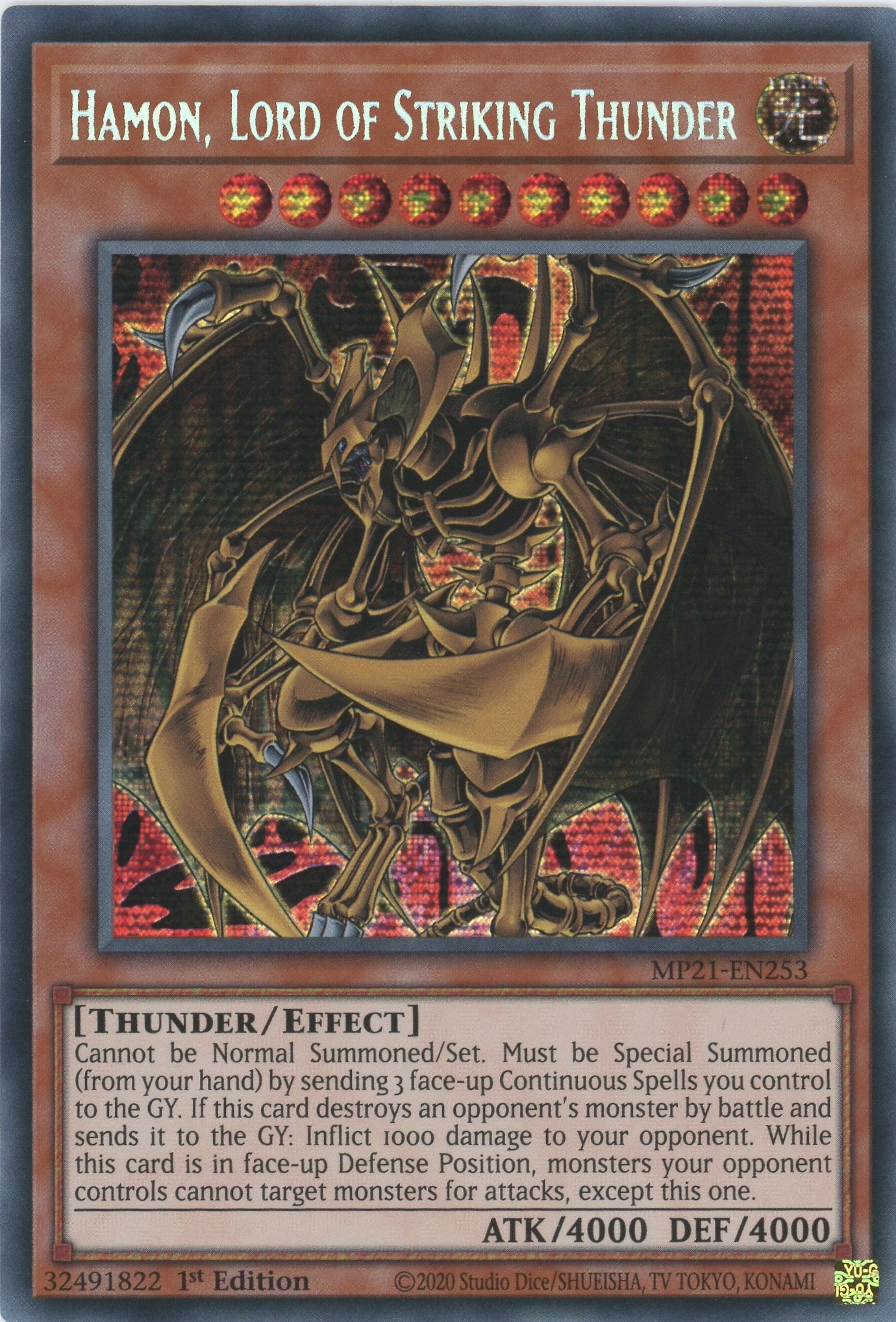 MP21-EN253 - Hamon, Lord of Striking Thunder - Prismatic Secret Rare - Effect Monster - Mega Pack 2021