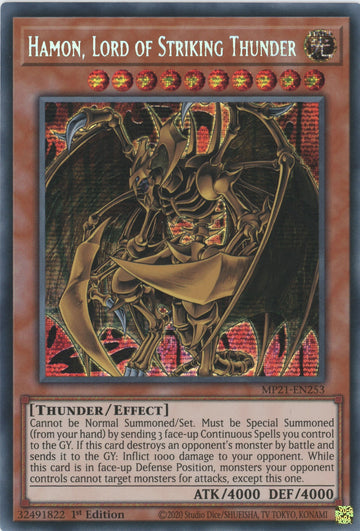 MP21-EN253 - Hamon, Lord of Striking Thunder - Secret Rare - 2021 Tin of Ancient Battles