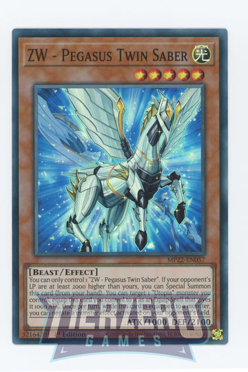 MP22-EN057 - ZW - Pegasus Twin Saber - Super Rare - 2022 Tin of the Pharaoh's Gods
