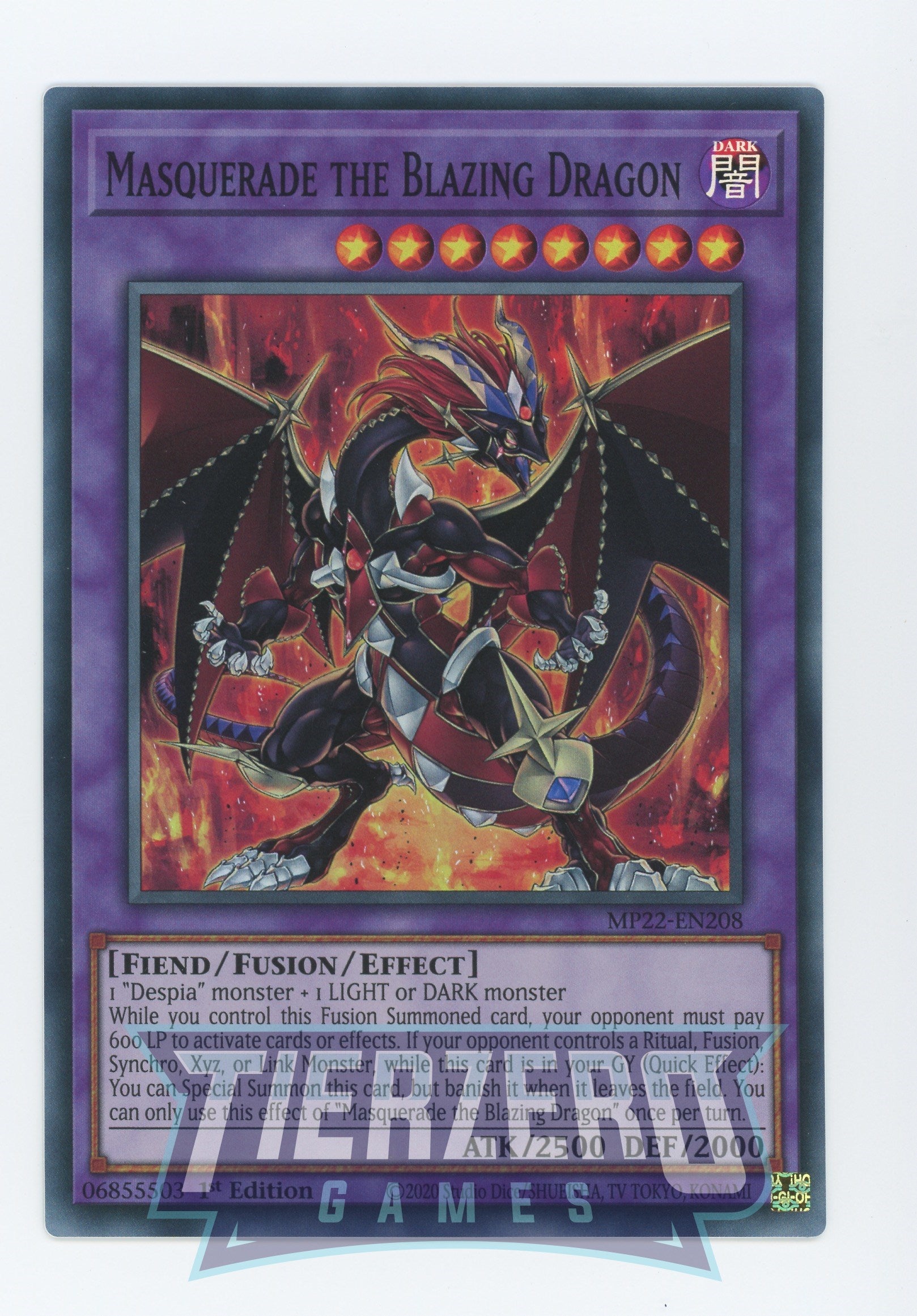 MP22-EN208 - Masquerade the Blazing Dragon - Super Rare - Effect Fusion Monster - Mega Pack 2022