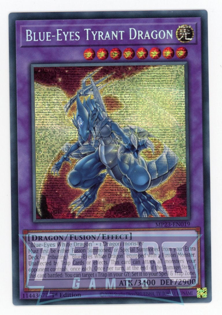 MP23-EN019 - Blue-Eyes Tyrant Dragon - Prismatic Secret Rare - Effect Fusion Monster - 25th Anniversary Duelist Heroes Tin