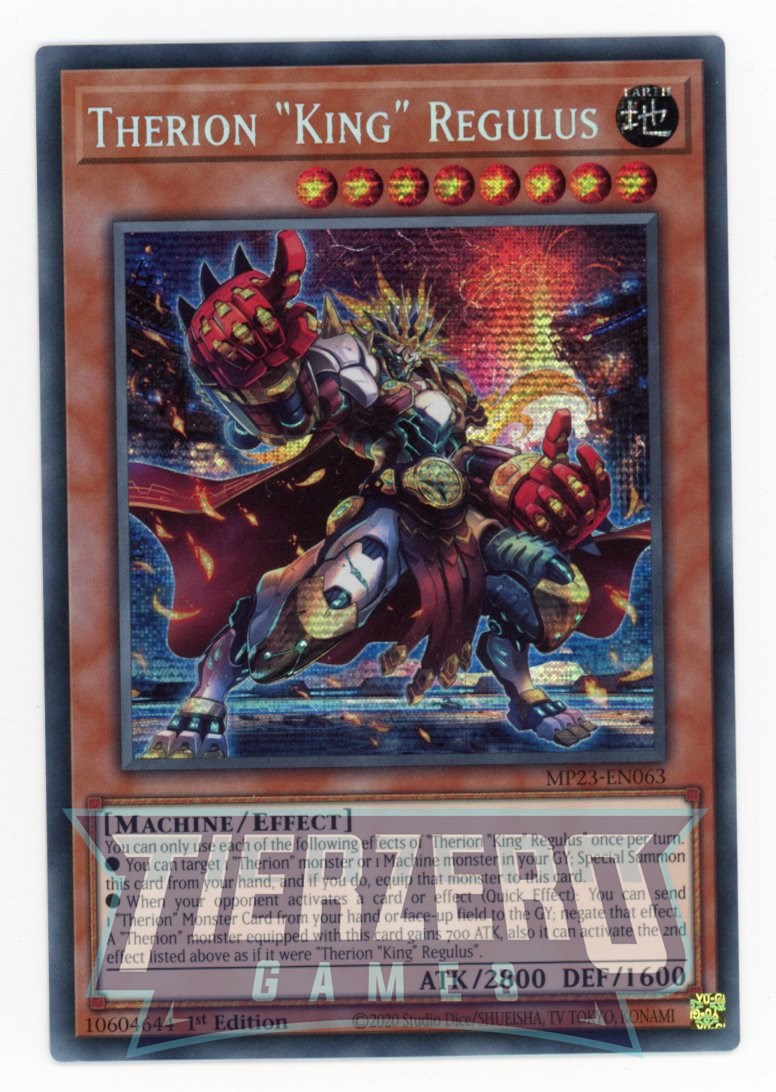 MP23-EN063 - Therion King" Regulus" - Prismatic Secret Rare - Effect Monster - 25th Anniversary Duelist Heroes Tin