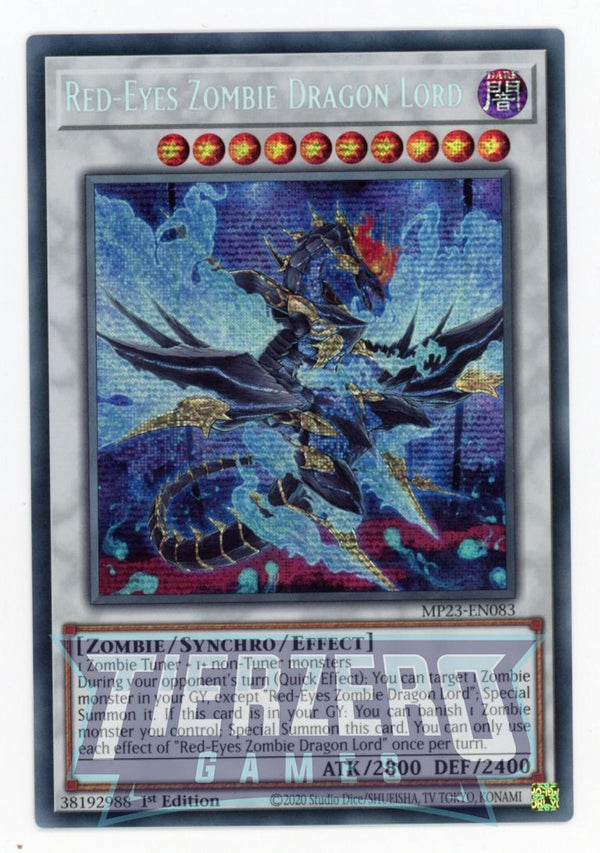MP23-EN083 - Red-Eyes Zombie Dragon Lord - Prismatic Secret Rare - Effect Synchro Monster - 25th Anniversary Duelist Heroes Tin