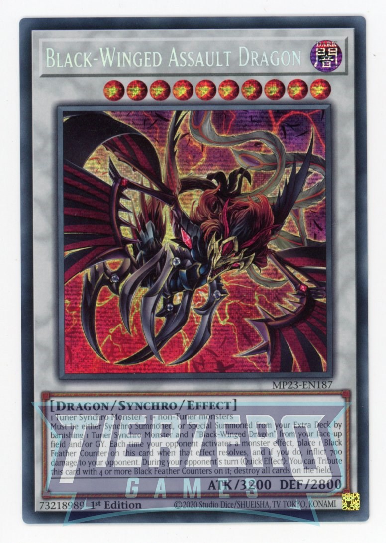 MP23-EN187 - Black-Winged Assault Dragon - Prismatic Secret Rare - Effect Synchro Monster - 25th Anniversary Duelist Heroes Tin