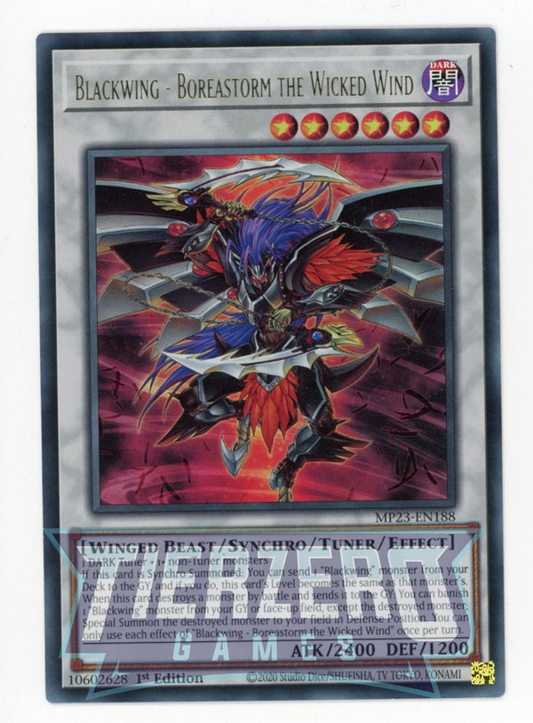 MP23-EN188 - Blackwing - Boreastorm the Wicked Wind - Ultra Rare - Effect Tuner Synchro Monster - 25th Anniversary Duelist Heroes Tin
