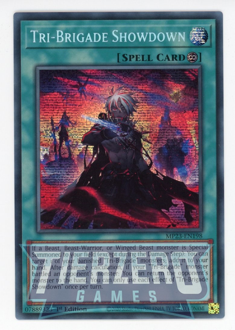 MP23-EN198 - Tri-Brigade Showdown - Prismatic Secret Rare - Continuous Spell - 25th Anniversary Duelist Heroes Tin