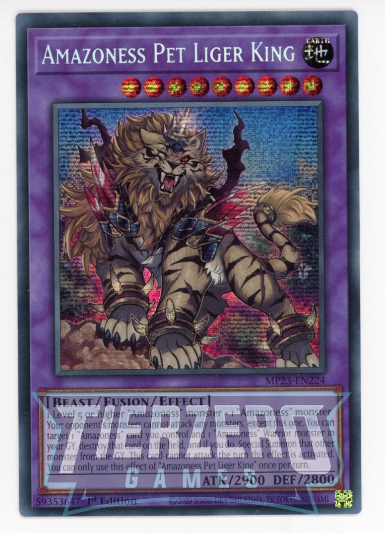 MP23-EN224 - Amazoness Pet Liger King - Prismatic Secret Rare - Effect Fusion Monster - 25th Anniversary Duelist Heroes Tin