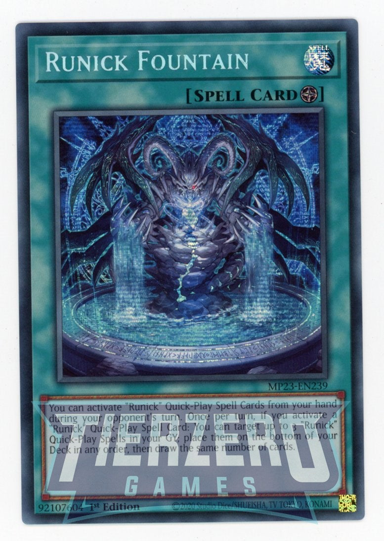 MP23-EN239 - Runick Fountain - Prismatic Secret Rare - Field Spell - 25th Anniversary Duelist Heroes Tin