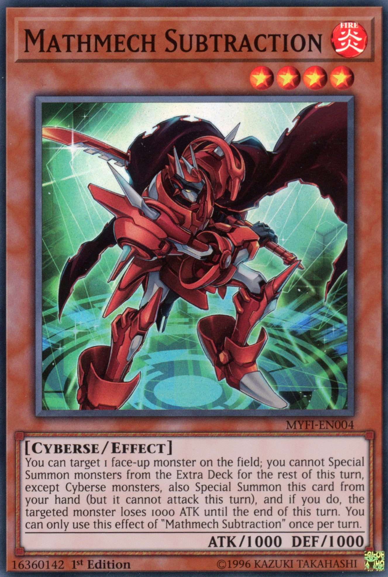 MYFI-EN004 - Mathmech Subtraction - Super Rare - Effect Monster - 1st Edition - Mystic Fighters