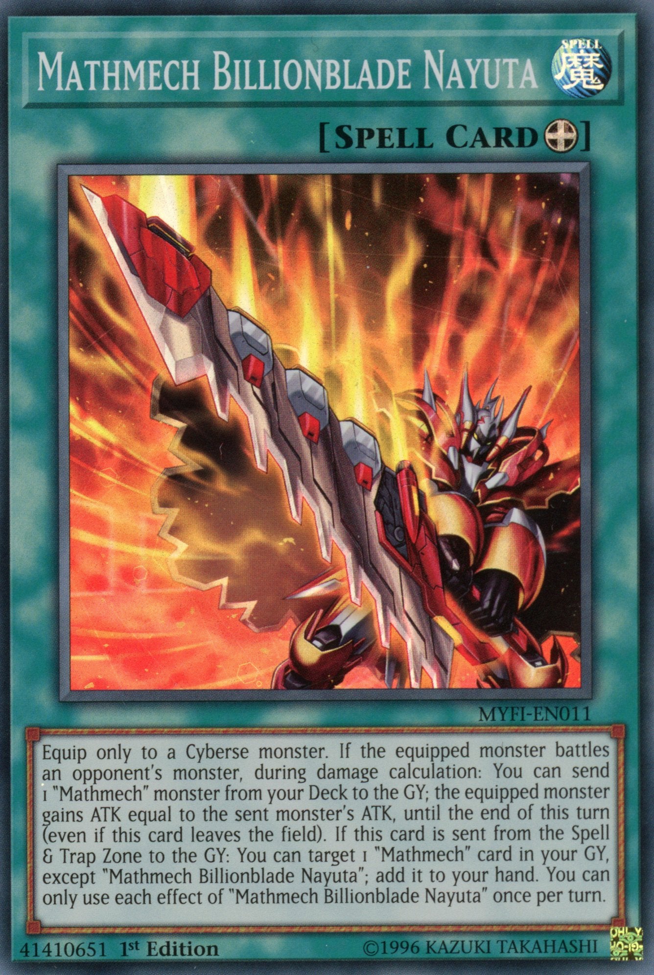 MYFI-EN011 - Mathmech Billionblade Nayuta - Super Rare - Equip Spell - 1st Edition - Mystic Fighters