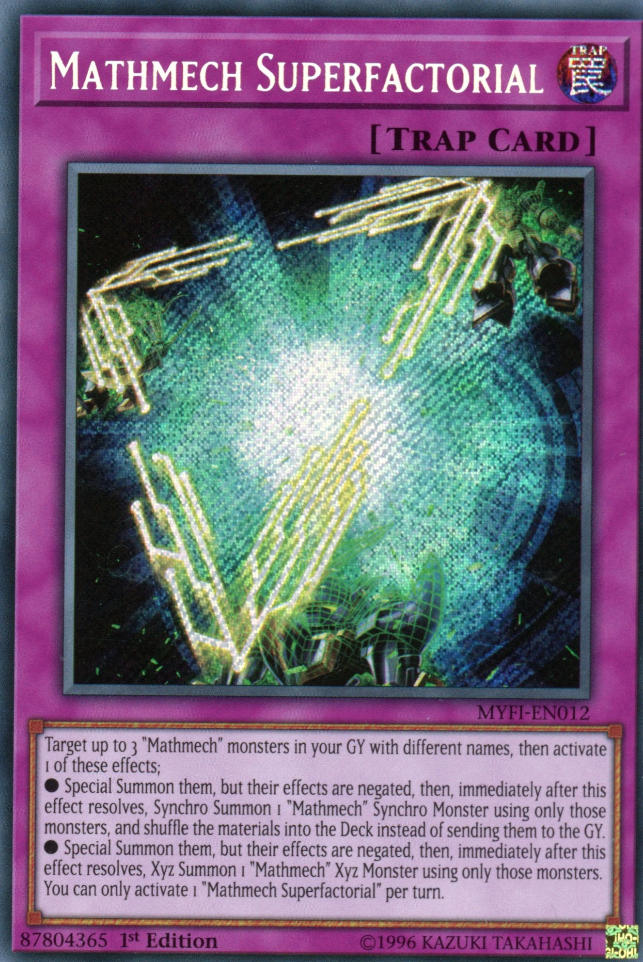 MYFI-EN012 - Mathmech Superfactorial - Secret Rare - Normal Trap - 1st Edition - Mystic Fighters