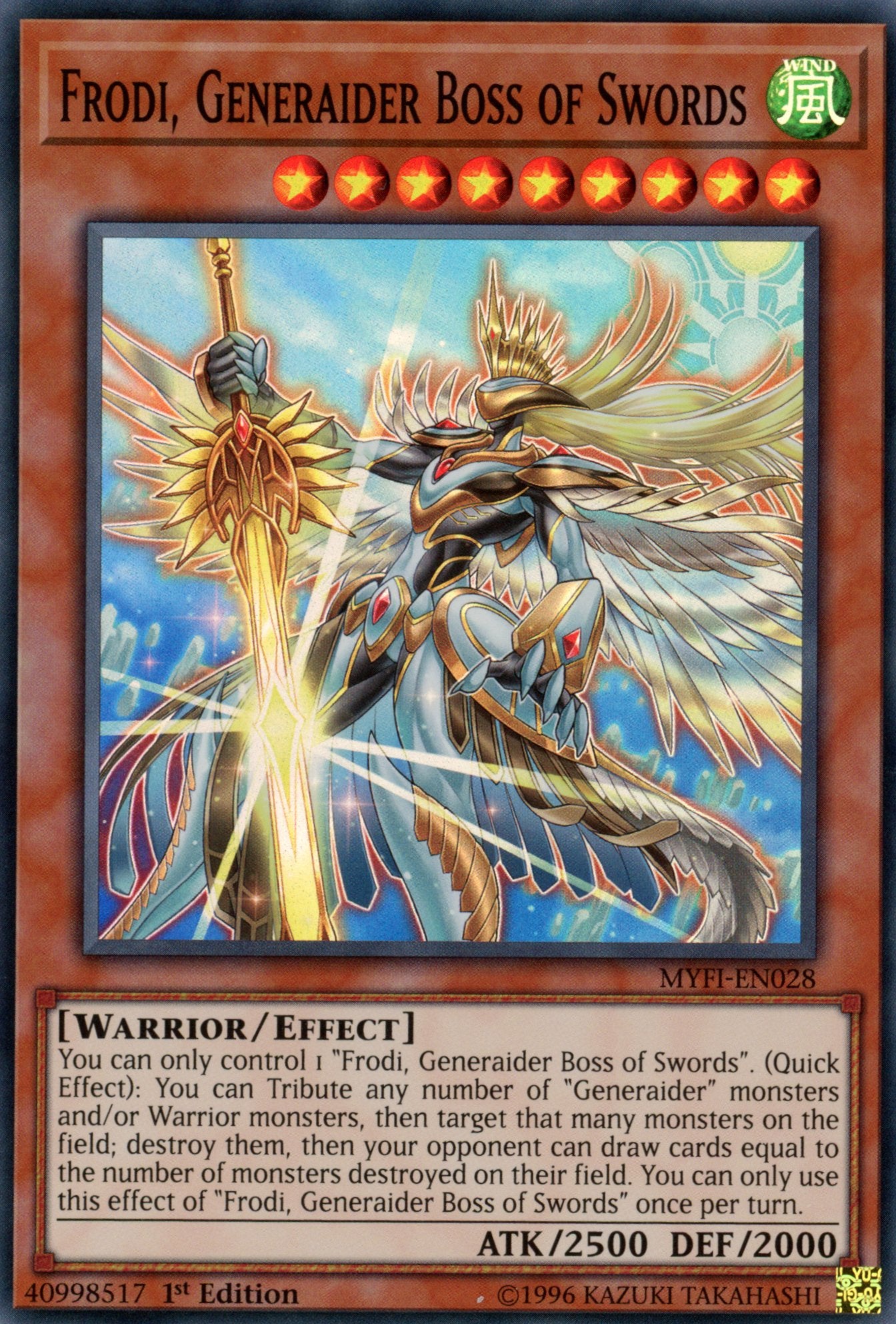 MYFI-EN028 - Frodi, Generaider Boss of Swords - Super Rare - Effect Monster - 1st Edition - Mystic Fighters