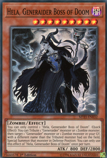 MYFI-EN032 - Hela, Generaider Boss of Doom - Super Rare - Mystic Fighters - 1st Edition