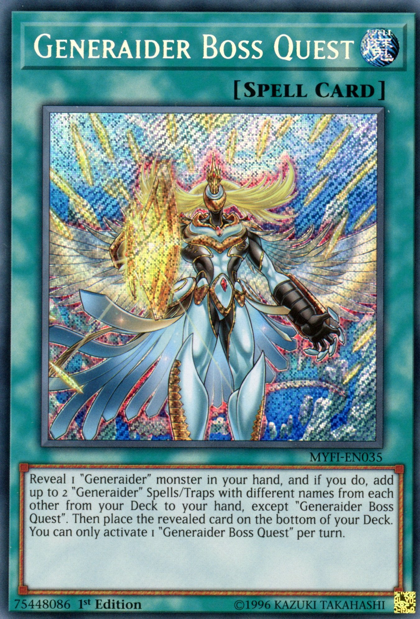 MYFI-EN035 - Generaider Boss Quest - Secret Rare - Normal Spell - 1st Edition - Mystic Fighters