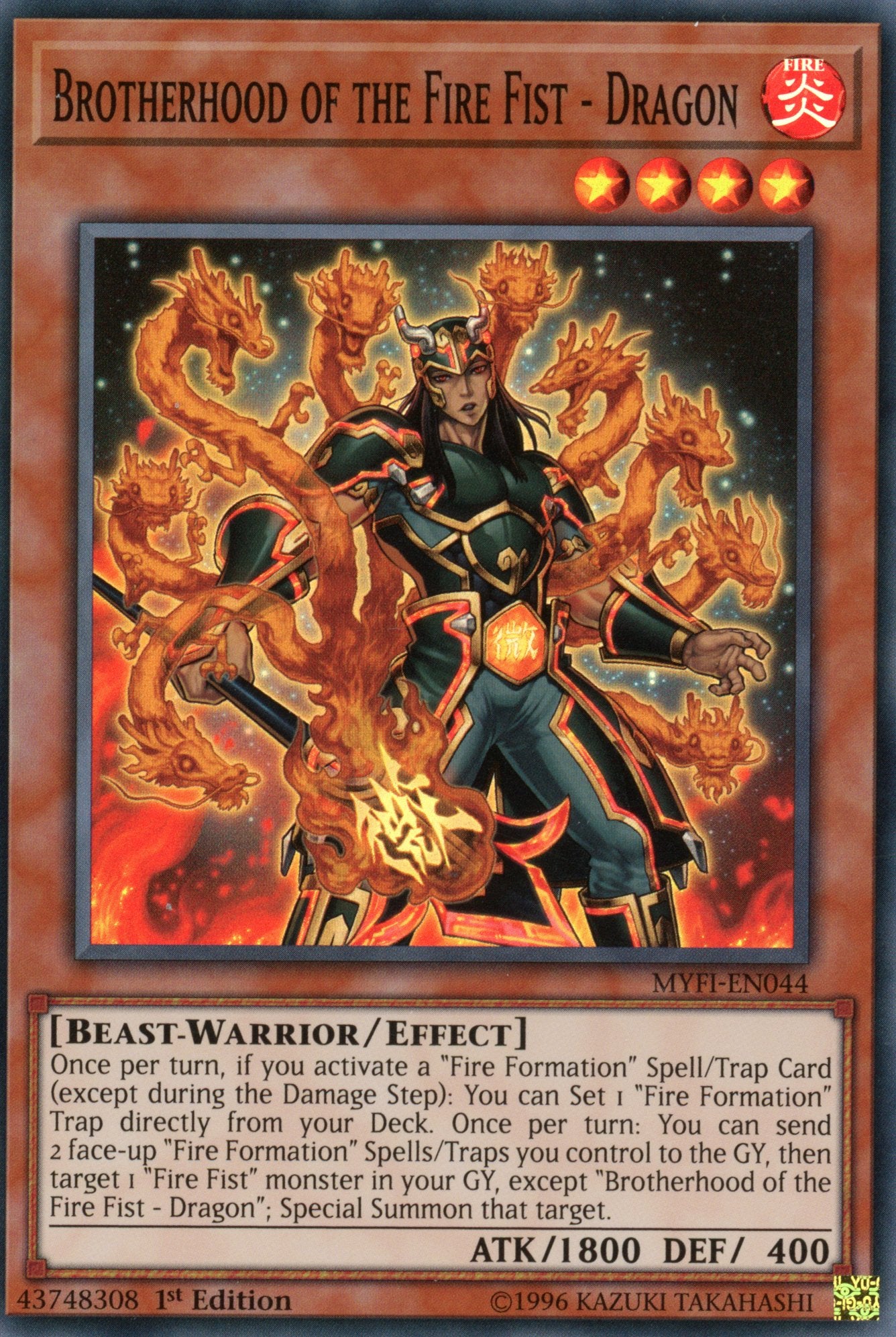 MYFI-EN044 - Brotherhood of the Fire Fist - Dragon - Secret Rare - Effect Monster - 1st Edition - Mystic Fighters