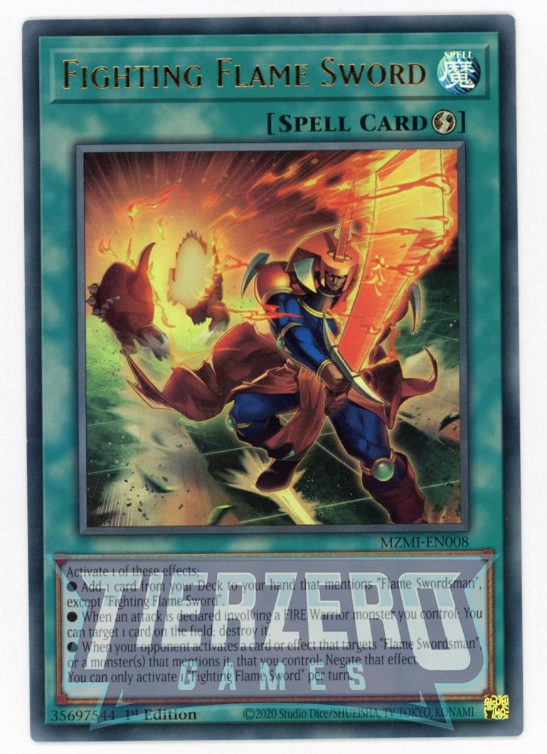 MZMI-EN008 - Fighting Flame Sword - Ultra Rare - Quick-Play Spell - Maze of Millenia