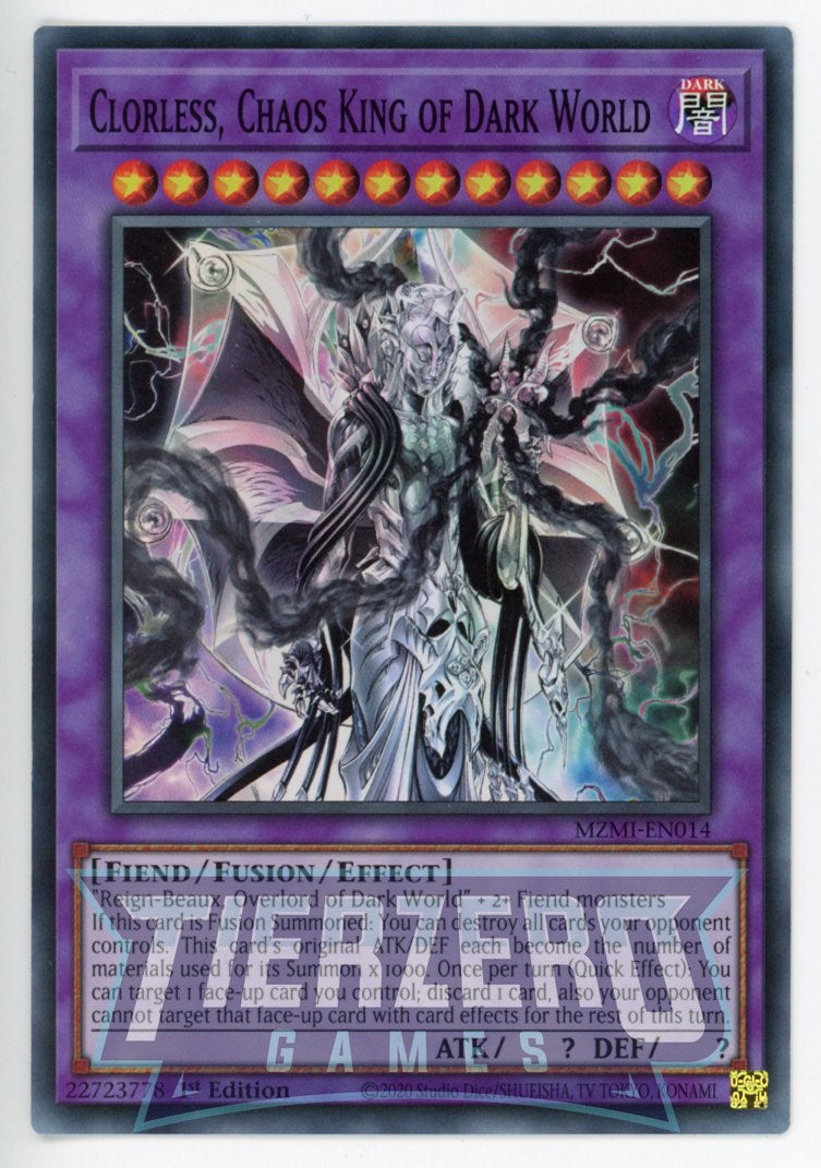 MZMI-EN014 - Clorless, Chaos King of Dark World - Super Rare - Effect Fusion Monster - Maze of Millenia