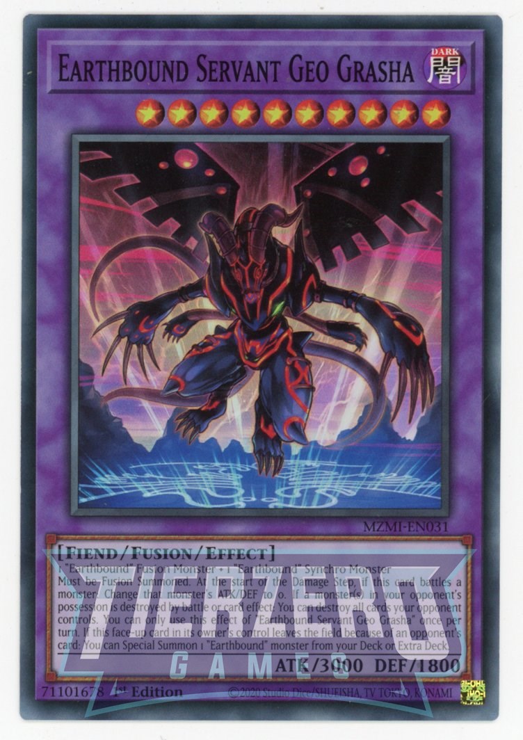 MZMI-EN031 - Earthbound Servant Geo Grasha - Super Rare - Effect Fusion Monster - Maze of Millenia