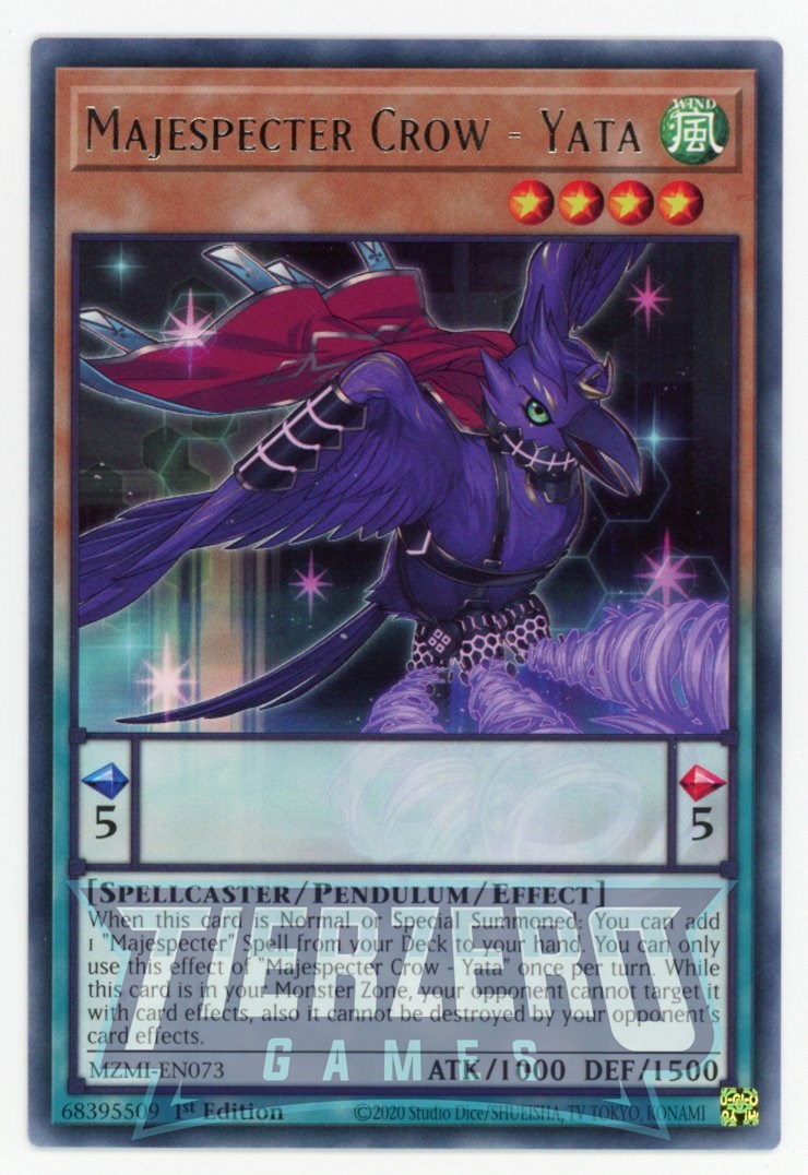 MZMI-EN073 - Majespecter Crow - Yata - Rare - Effect Pendulum Monster - Maze of Millenia