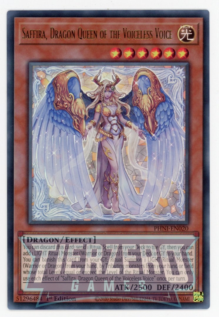 PHNI-EN020 - Saffira, Dragon Queen of the Voiceless Voice - Ultra Rare - Effect Monster - Phantom Nightmare