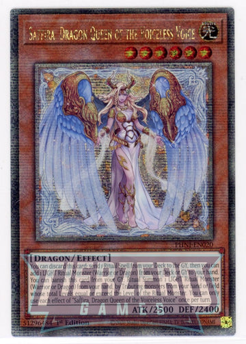 PHNI-EN020 - Saffira, Dragon Queen of the Voiceless Voice - Quarter Century Secret Rare - Phantom Nightmare