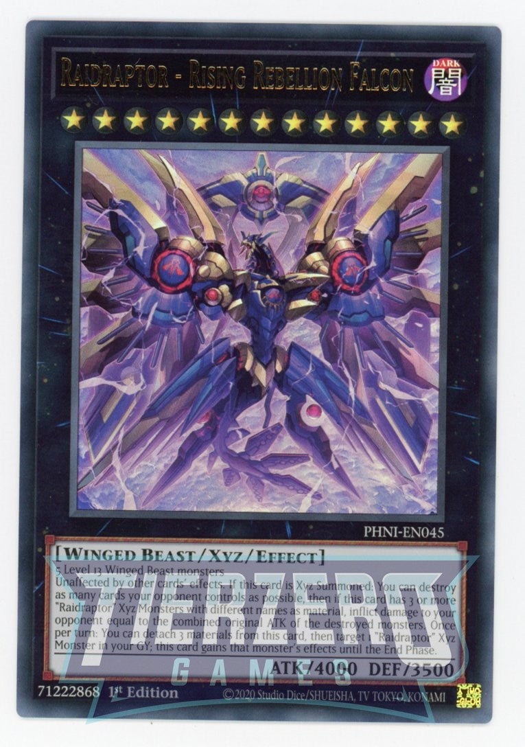 PHNI-EN045 - Raidraptor - Rising Rebellion Falcon - Ultra Rare - Effect Xyz Monster - Phantom Nightmare