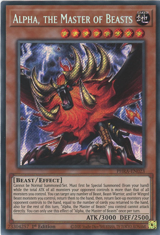 PHRA-EN023 - Alpha, the Master of Beasts - Secret Rare - Effect Monster - Phantom Rage