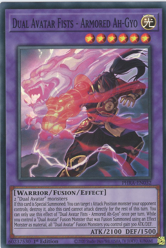 PHRA-EN032 - Dual Avatar Fists - Armored Ah-Gyo - Super Rare - Effect Fusion Monster - Phantom Rage