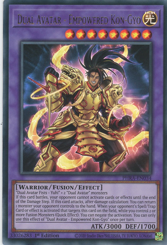 PHRA-EN034 - Dual Avatar - Empowered Kon-Gyo - Ultra Rare - Effect Fusion Monster - Phantom Rage