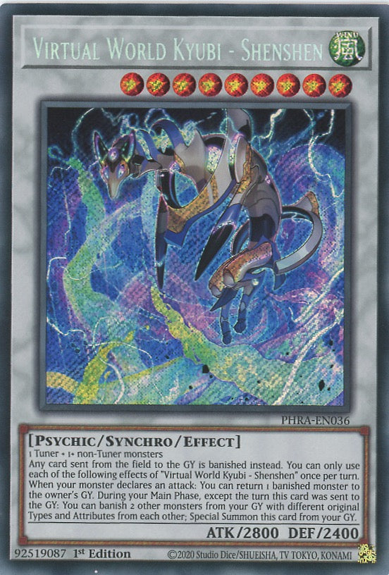 PHRA-EN036 - Virtual World Kyubi - Shenshen - Secret Rare - Effect Synchro Monster - Phantom Rage