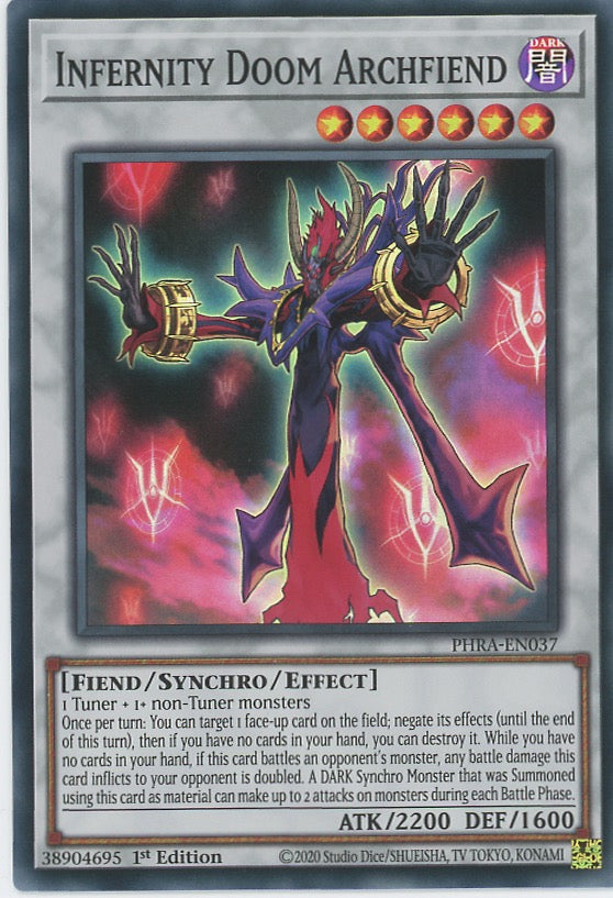 PHRA-EN037 - Infernity Doom Archfiend - Super Rare - Effect Synchro Monster - Phantom Rage