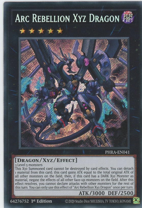PHRA-EN041 - Arc Rebellion Xyz Dragon - Secret Rare - Effect Xyz Monster - Phantom Rage