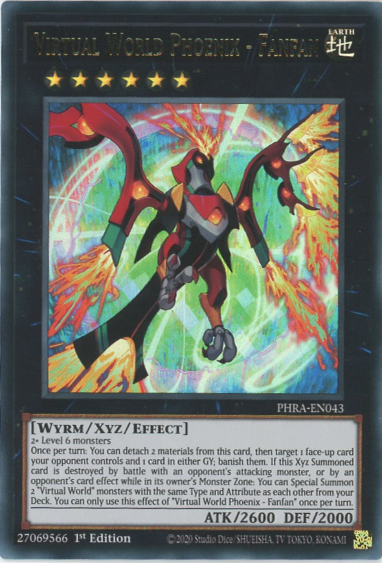 PHRA-EN043 - Virtual World Phoenix - Fanfan - Ultra Rare - Effect Xyz Monster - Phantom Rage