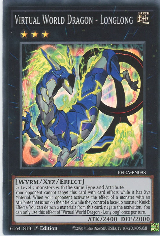 PHRA-EN098 - Virtual World Dragon - Longlong - Super Rare - Effect Xyz Monster - Phantom Rage