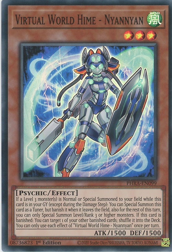 PHRA-EN099 - Virtual World Hime - Nyannyan - Super Rare - Effect Monster - Phantom Rage