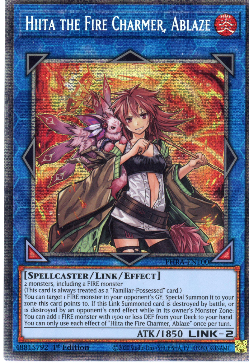 PHRA-EN100 - Hiita the Fire Charmer, Ablaze - Starlight Rare - Effect Link Monster - Phantom Rage