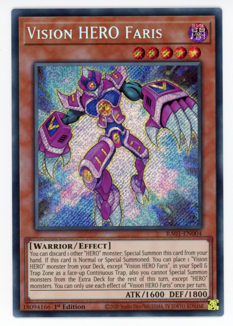 RA01-EN004 - Vision HERO Faris - Platinum Secret Rare - Effect Monster - Rarity Collection