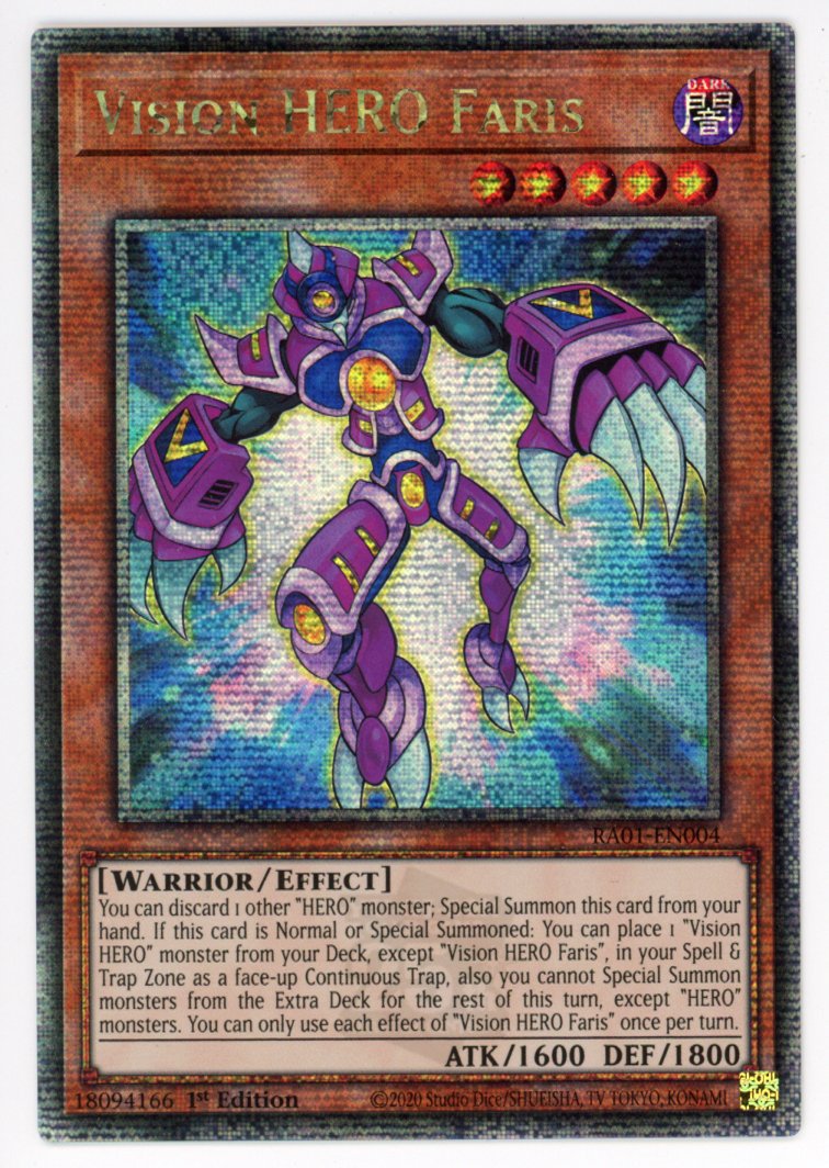 RA01-EN004 - Vision HERO Faris - Quarter Century Secret Rare - Effect Monster - Rarity Collection