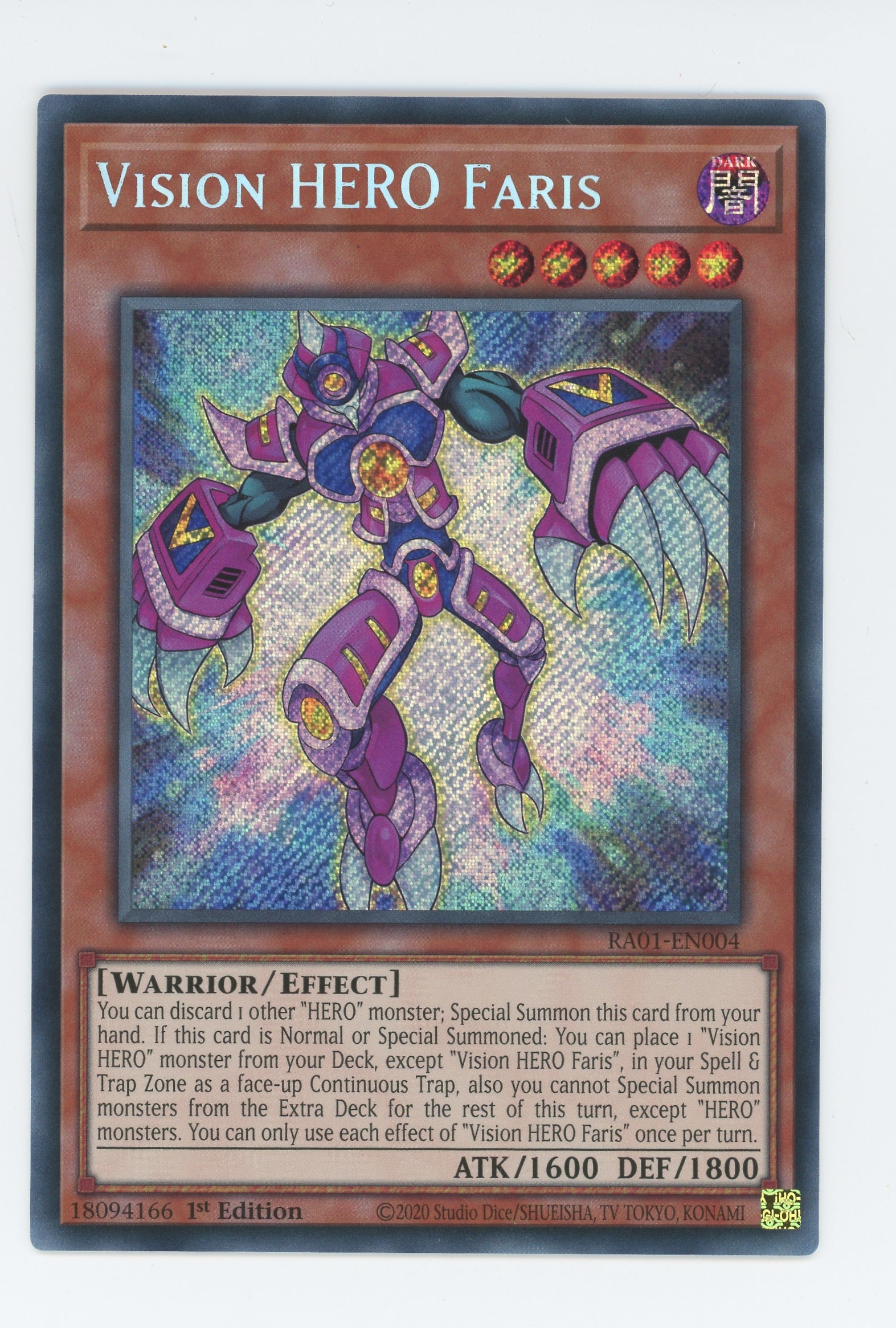 RA01-EN004 - Vision HERO Faris - Secret Rare - Effect Monster - Rarity Collection