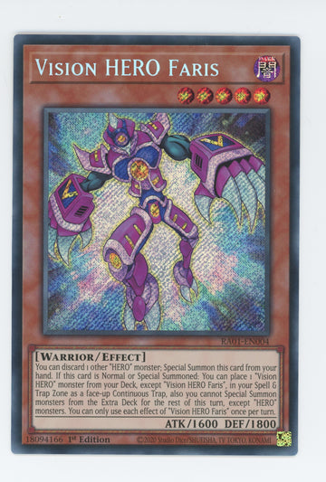RA01-EN004 - Vision HERO Faris - Secret Rare - 25th Anniversary Rarity Collection