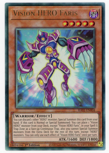 RA01-EN004 - Vision HERO Faris (PUR) - Ultimate Rare - 25th Anniversary Rarity Collection