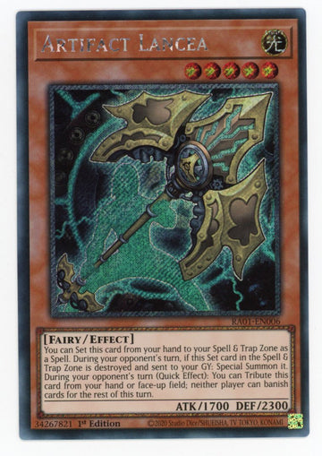 RA01-EN006 - Artifact Lancea - Platinum Secret Rare - 25th Anniversary Rarity Collection
